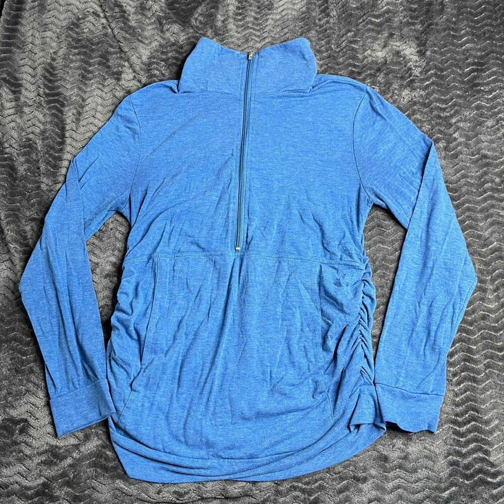 Women’s Shirt Size M Ginkana blue Long Sleeve Front Pocket Maternity